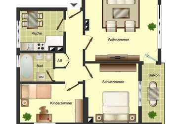 Wohnung Bergkamen Weddinghofen - 3 Zimmer, 63 m&sup2;, 509&euro; | Angebot:27134155