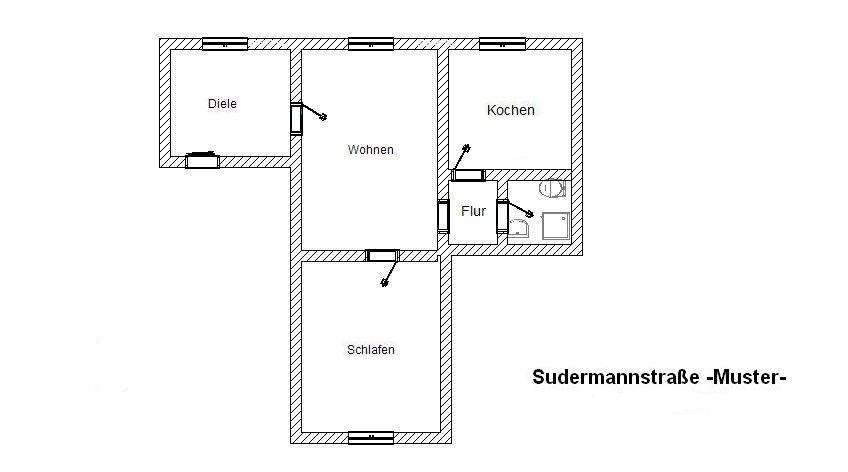Etagenwohnung Dortmund Innenstadt West - 2 Zimmer, 52 m&sup2;, 440&euro; | Angebot:26949268